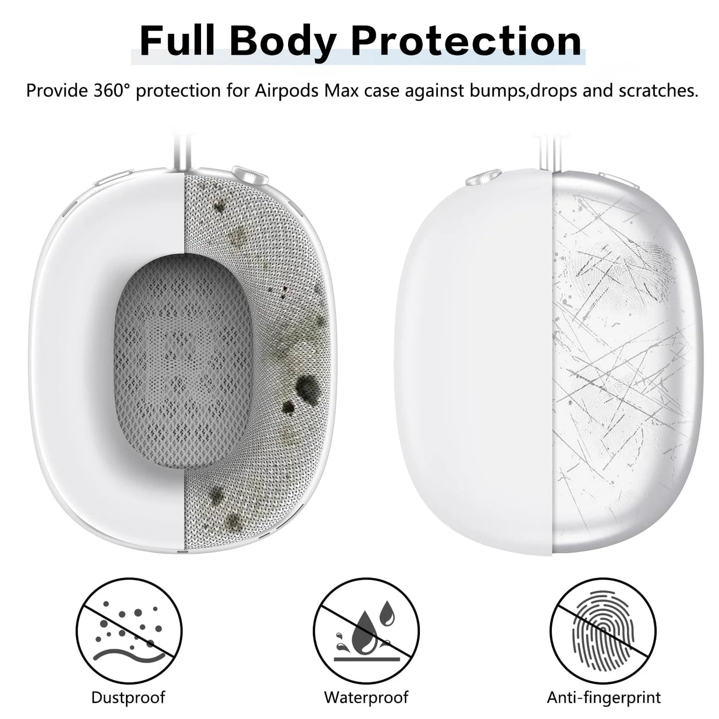 #Silicone Case Cover for AirPods Max Accessories Soft Silicone Skin Protector ,Anti-Scratch Ear Pad Case Cover/Ear Cups Cover
