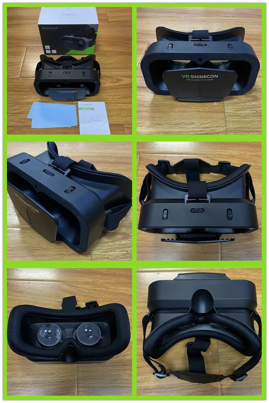 Shinecon VR Glasses 3D Headset with Controller Virtual Reality Goggle Lenses for Smartphone Cell Phone