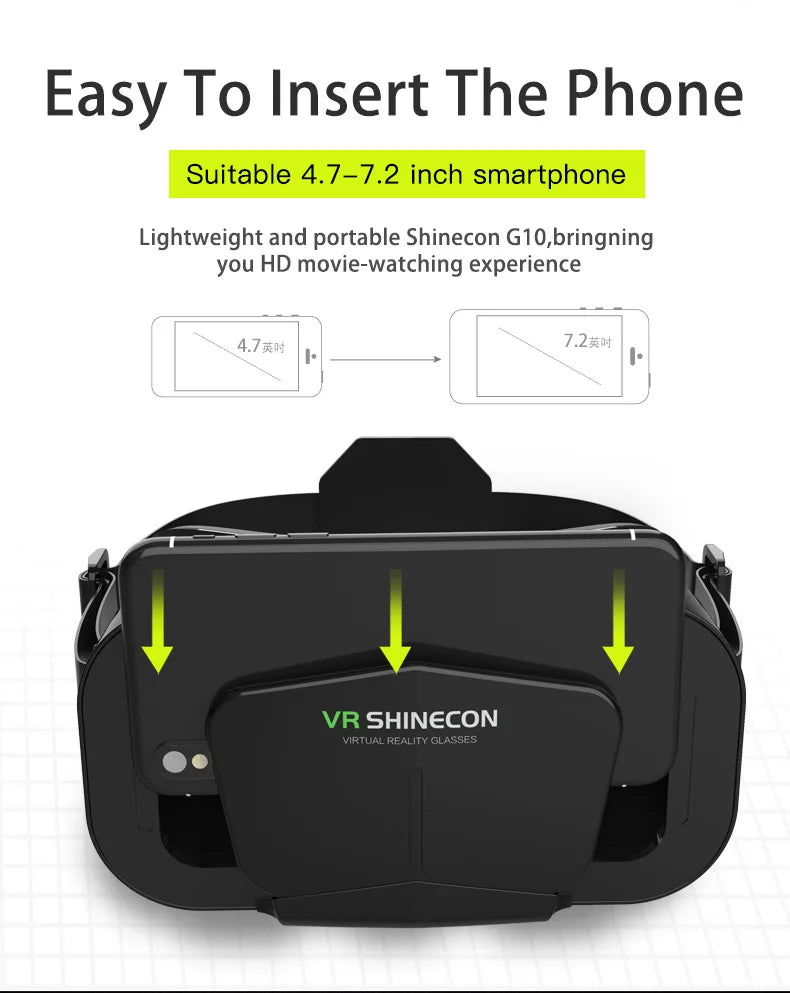 Shinecon VR Glasses 3D Headset with Controller Virtual Reality Goggle Lenses for Smartphone Cell Phone
