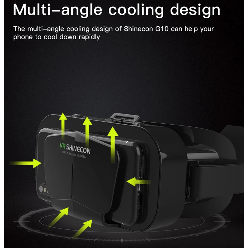 Shinecon VR Glasses 3D Headset with Controller Virtual Reality Goggle Lenses for Smartphone Cell Phone