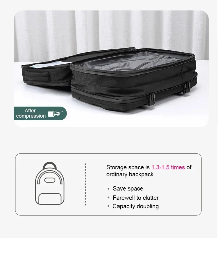 Men and Women Vacuum Backpack 16 inch Vacuum Seal Business Travel Compression Expandable Airline Approved Backpack with Air Pump