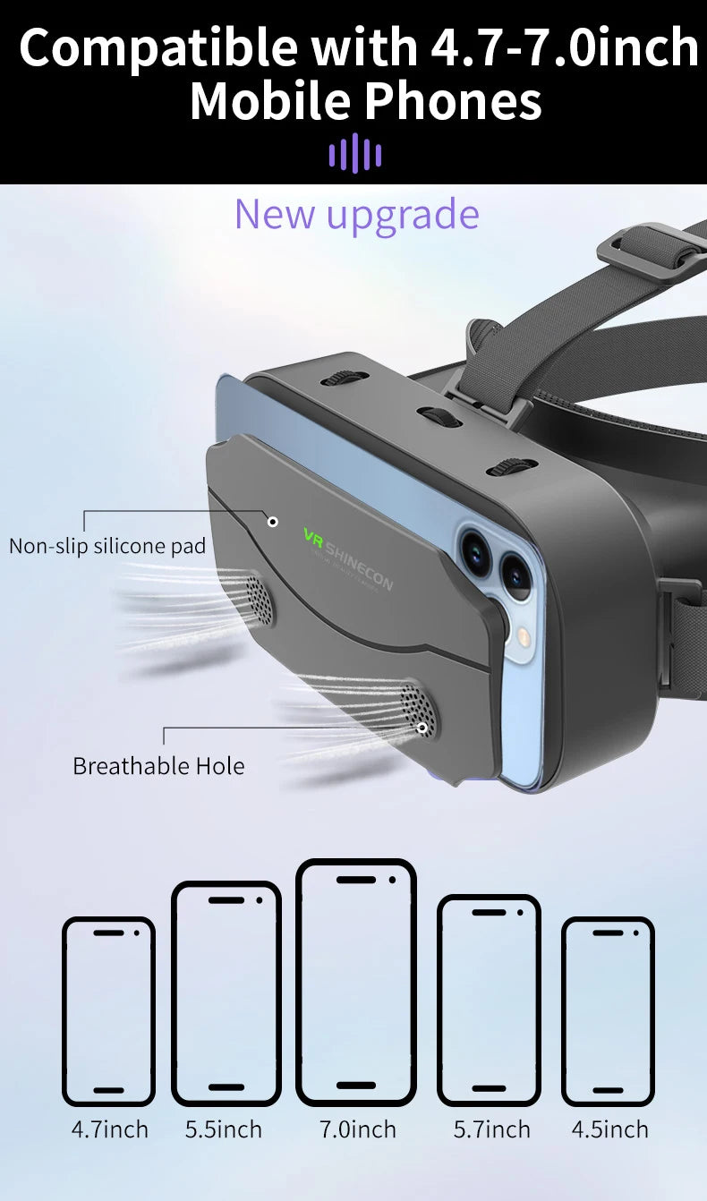 Shinecon VR Glasses 3D Headset with Controller Virtual Reality Goggle Lenses for Smartphone Cell Phone