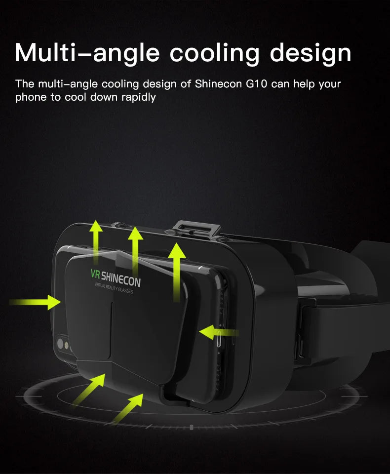 Shinecon VR Glasses 3D Headset with Controller Virtual Reality Goggle Lenses for Smartphone Cell Phone