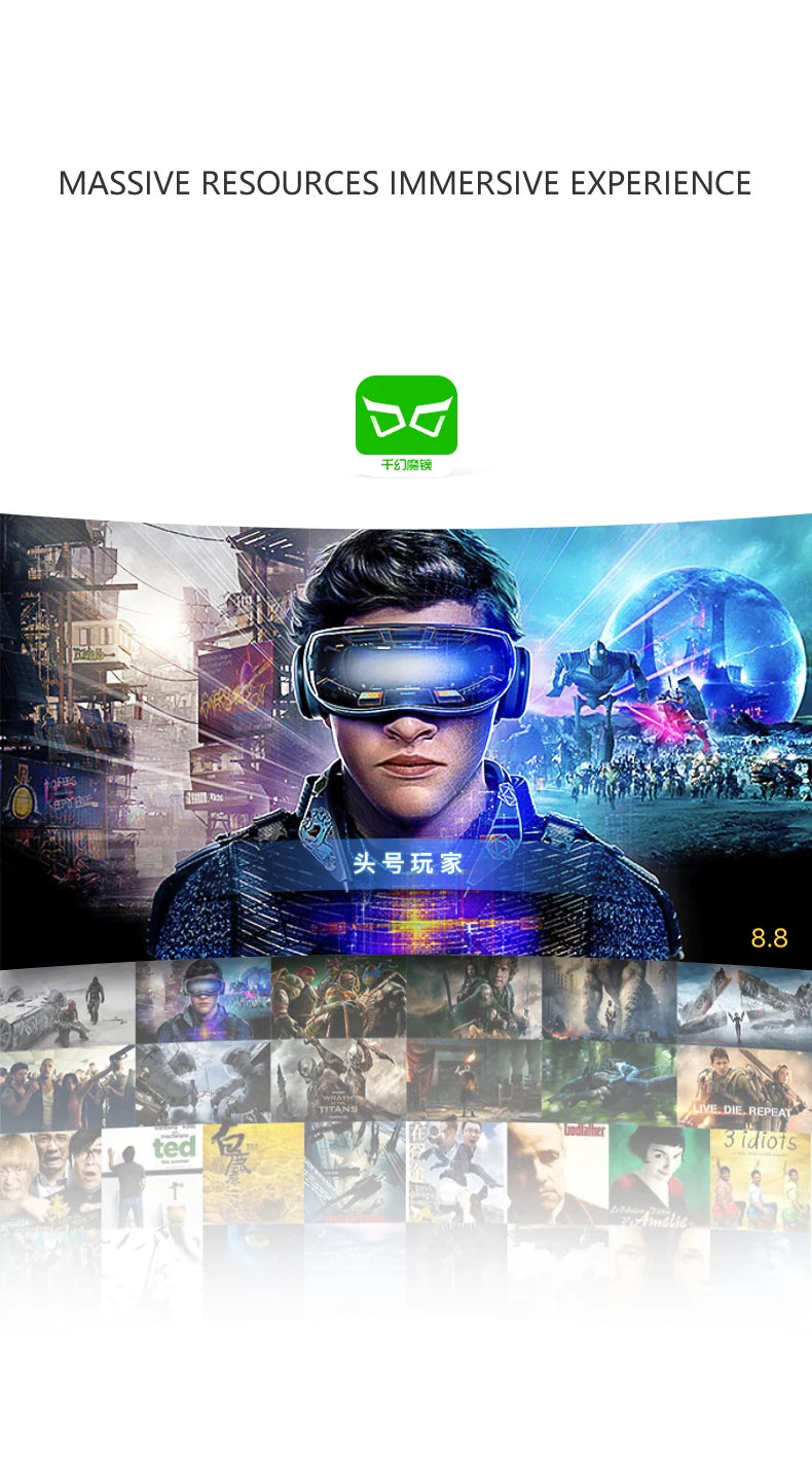 Shinecon VR Glasses 3D Headset with Controller Virtual Reality Goggle Lenses for Smartphone Cell Phone