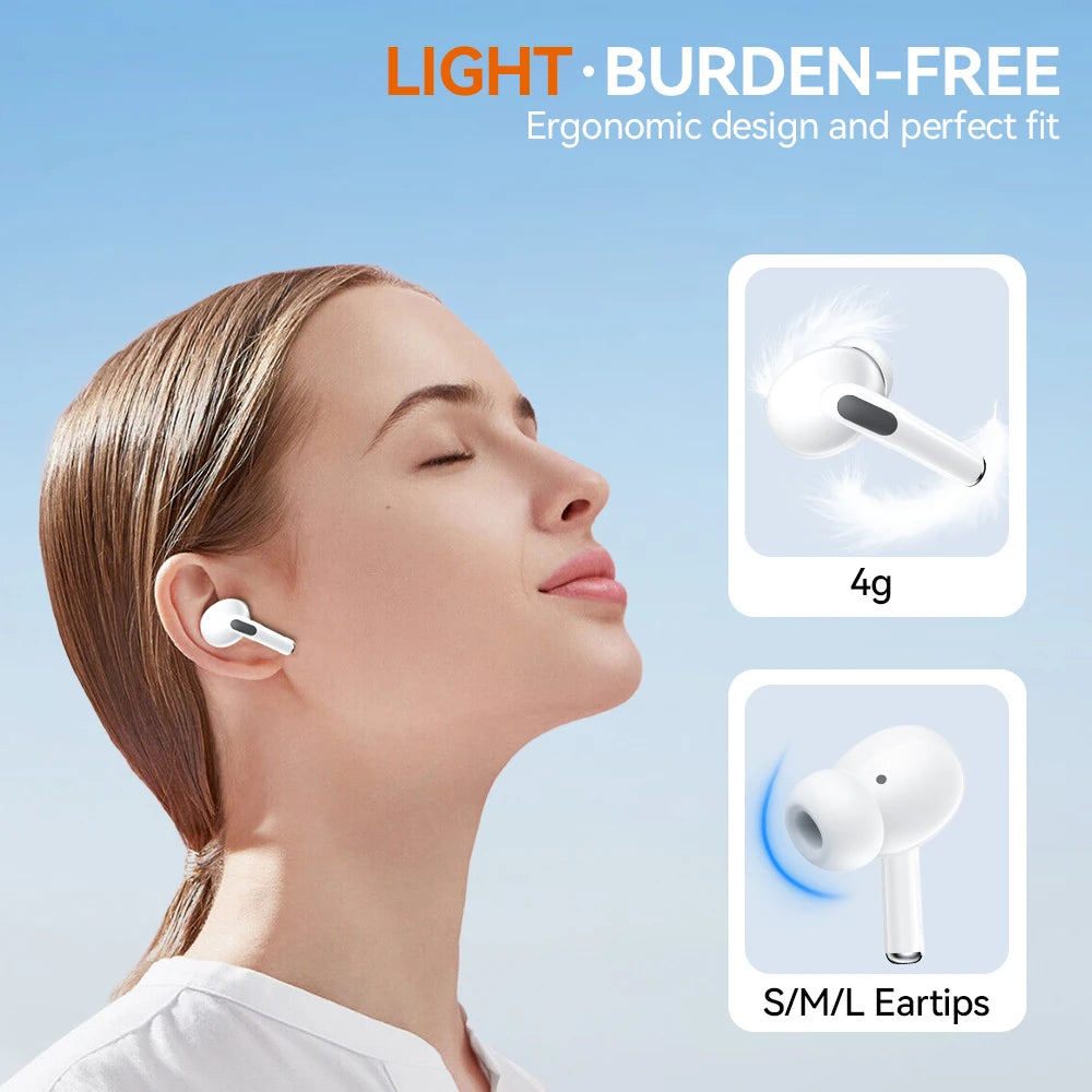 Goojodoq Bluetooth earphone motion noise reduction TWS 5.1 wireless with transparent digital display LED driver Noise Reduction