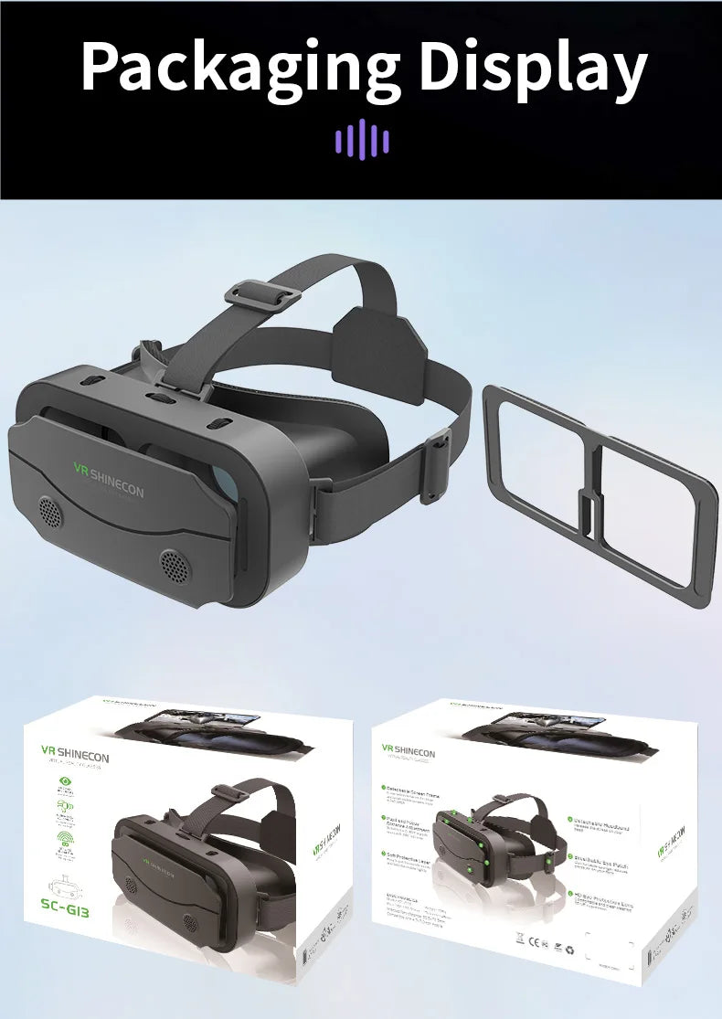 Shinecon VR Glasses 3D Headset with Controller Virtual Reality Goggle Lenses for Smartphone Cell Phone