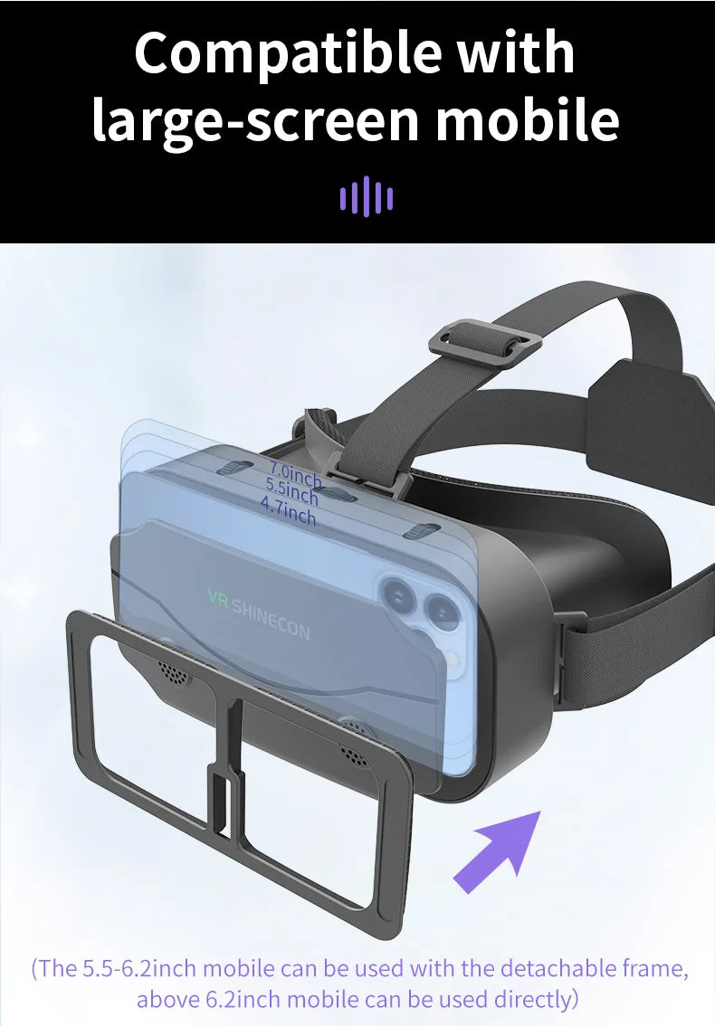 Shinecon VR Glasses 3D Headset with Controller Virtual Reality Goggle Lenses for Smartphone Cell Phone