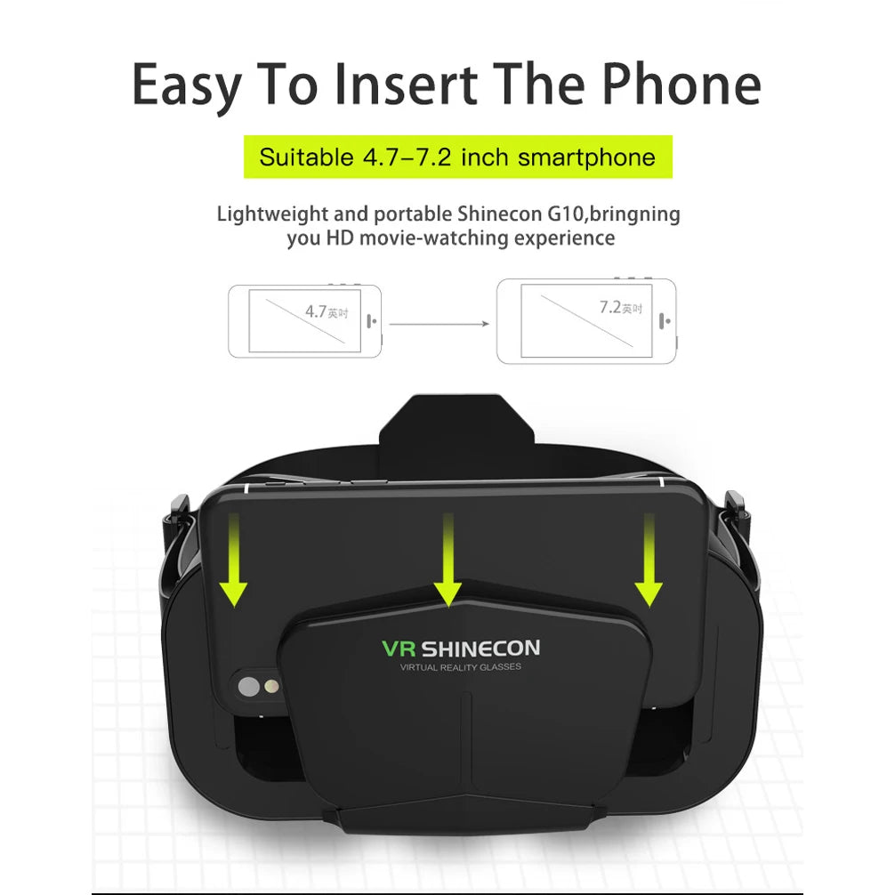 Shinecon VR Glasses 3D Headset with Controller Virtual Reality Goggle Lenses for Smartphone Cell Phone
