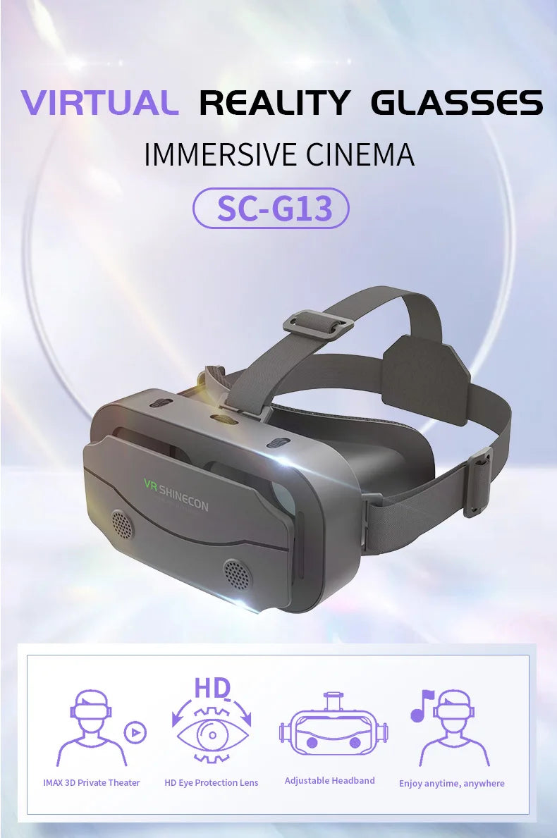 Shinecon VR Glasses 3D Headset with Controller Virtual Reality Goggle Lenses for Smartphone Cell Phone