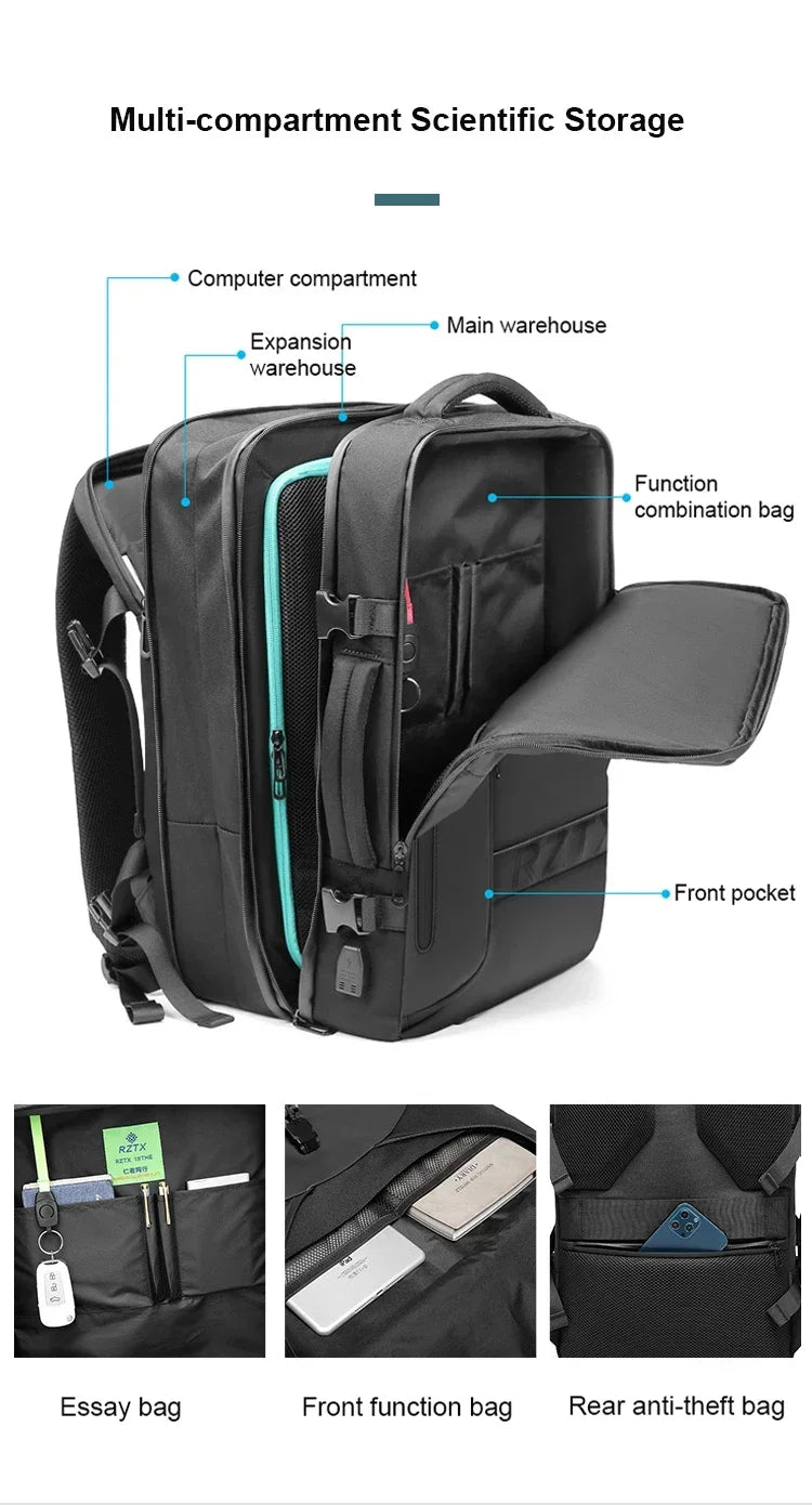Men and Women Vacuum Backpack 16 inch Vacuum Seal Business Travel Compression Expandable Airline Approved Backpack with Air Pump
