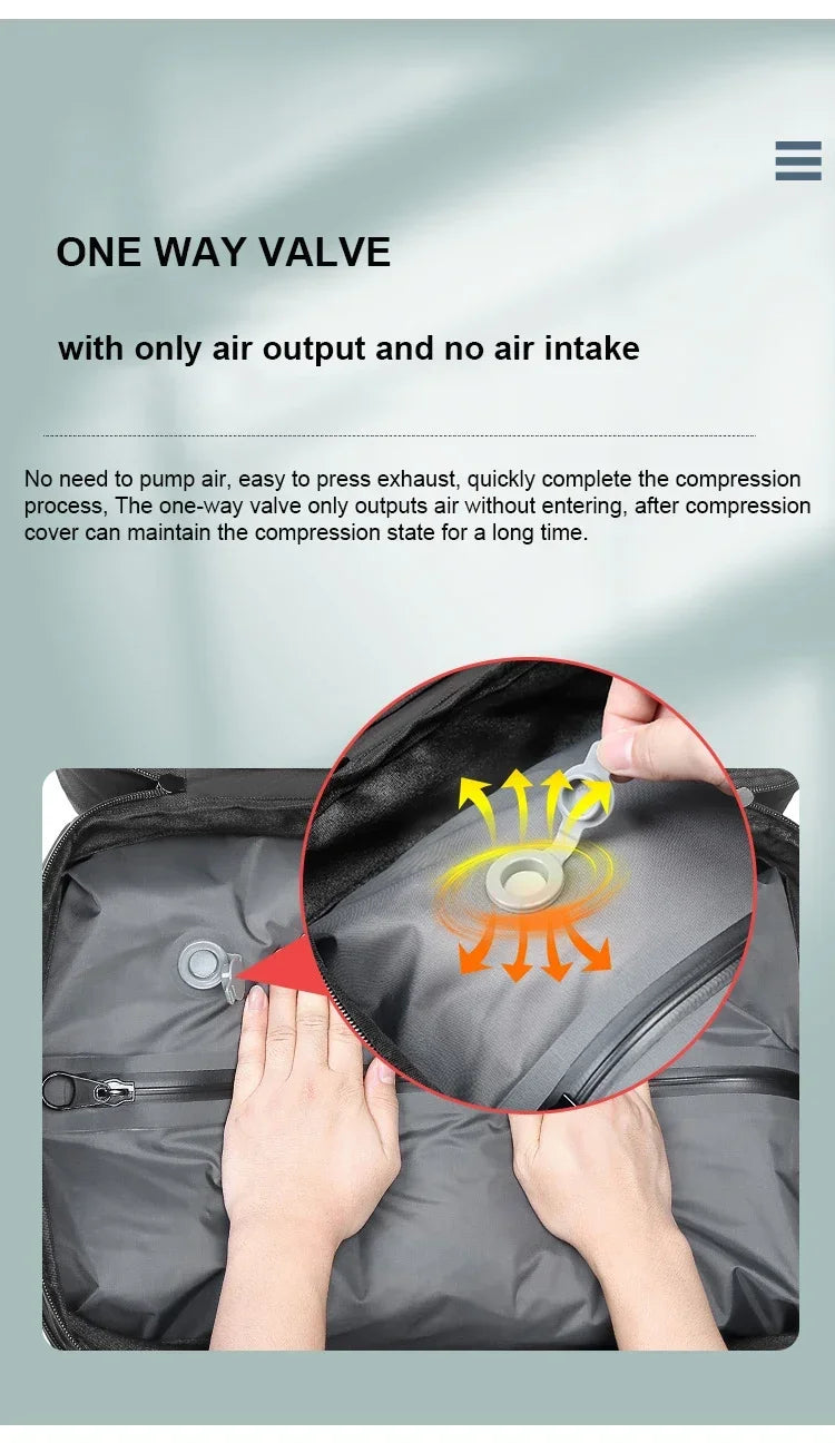 Men and Women Vacuum Backpack 16 inch Vacuum Seal Business Travel Compression Expandable Airline Approved Backpack with Air Pump
