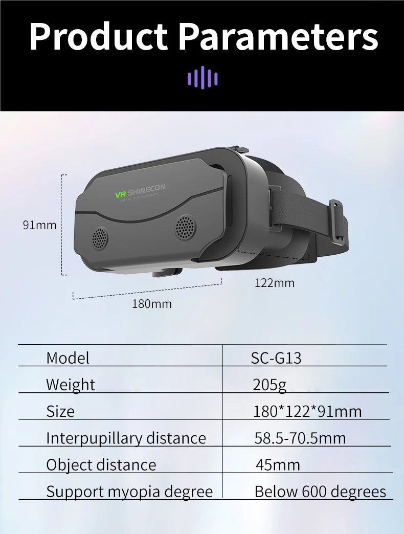 Shinecon VR Glasses 3D Headset with Controller Virtual Reality Goggle Lenses for Smartphone Cell Phone