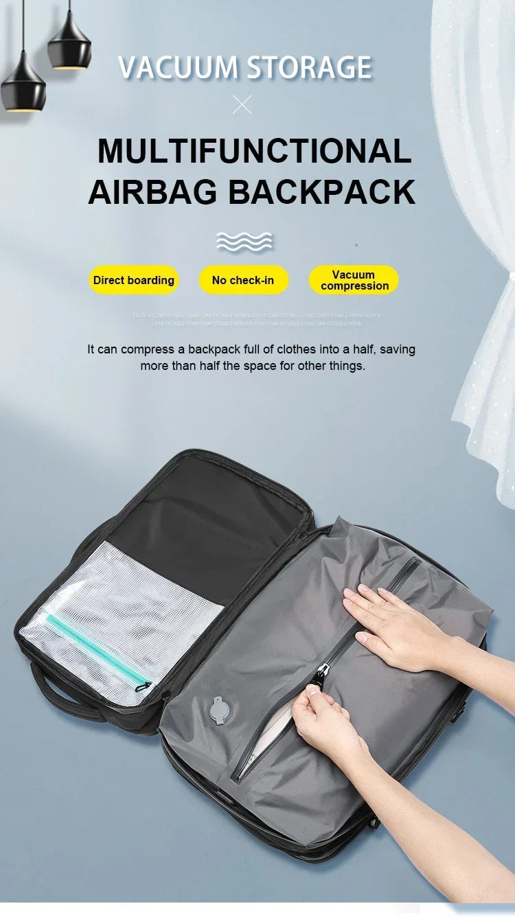Men and Women Vacuum Backpack 16 inch Vacuum Seal Business Travel Compression Expandable Airline Approved Backpack with Air Pump