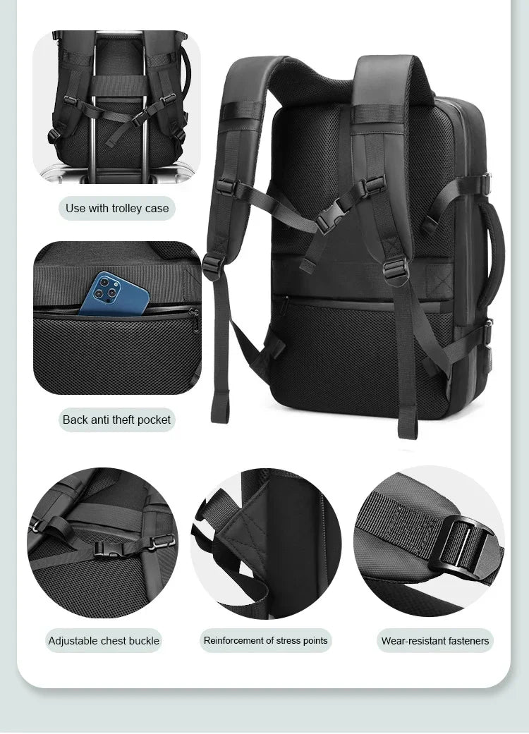 Men and Women Vacuum Backpack 16 inch Vacuum Seal Business Travel Compression Expandable Airline Approved Backpack with Air Pump