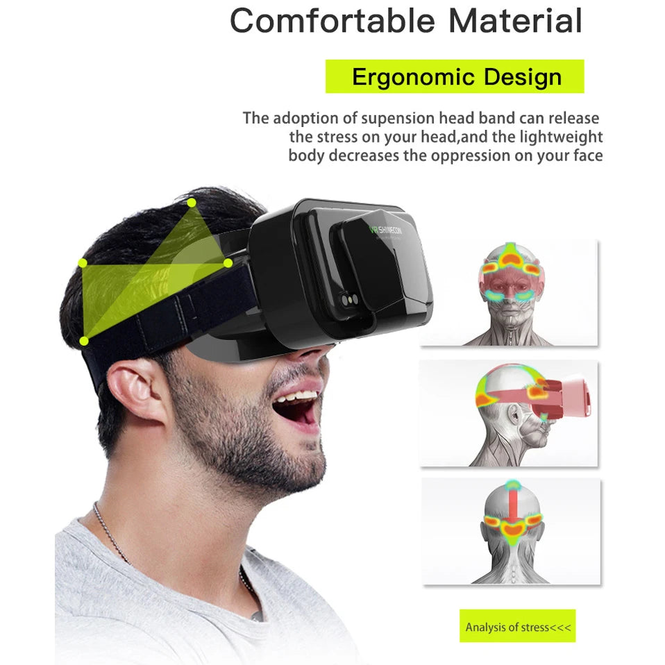 Shinecon VR Glasses 3D Headset with Controller Virtual Reality Goggle Lenses for Smartphone Cell Phone