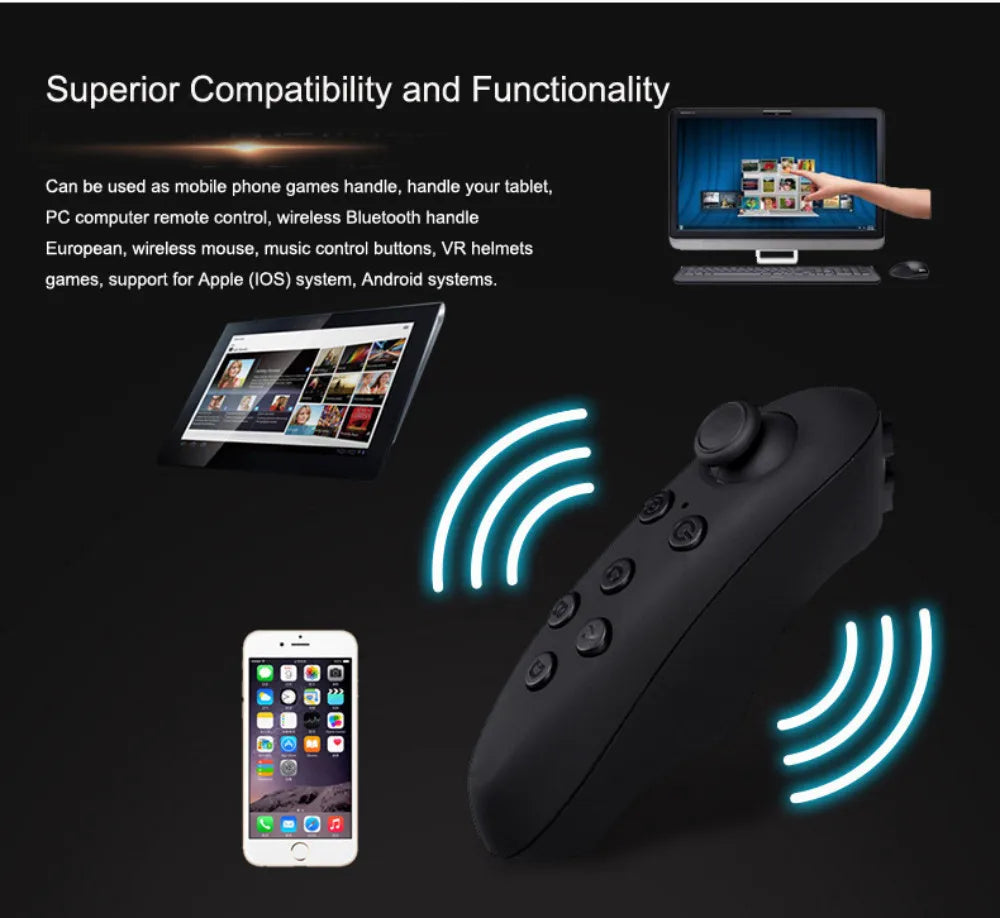 Shinecon VR Glasses 3D Headset with Controller Virtual Reality Goggle Lenses for Smartphone Cell Phone