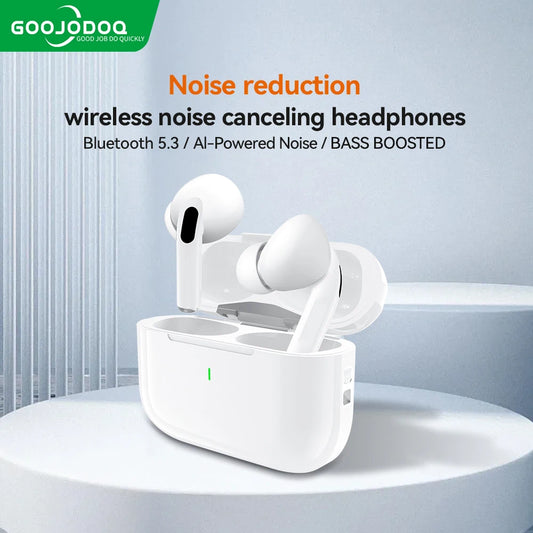 Goojodoq Bluetooth earphone motion noise reduction TWS 5.1 wireless with transparent digital display LED driver Noise Reduction