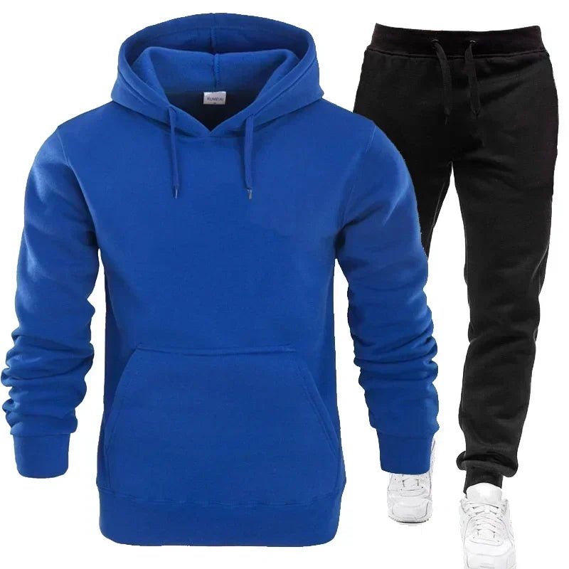 Basic Men/Women 2Pcs/Sets Sweatshirt Hoodies Pants 2024 Male Gyms Fitness Tops Joggers Sportswear Tracksuits