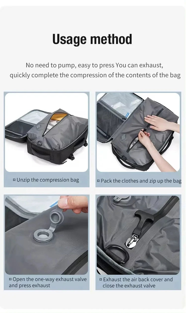 Expandable Airbag Backpack for Men 16 Inch Waterproof Laptop Business Bag Vacuum Compression Storage Travel Backpack Luggage Bag