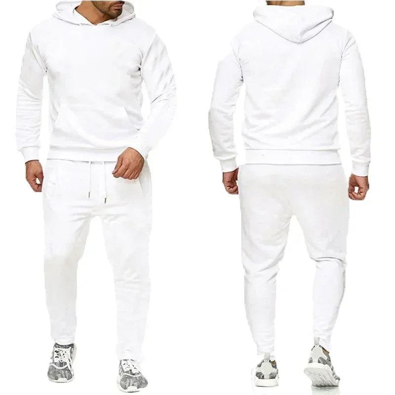 Basic Men/Women 2Pcs/Sets Sweatshirt Hoodies Pants 2024 Male Gyms Fitness Tops Joggers Sportswear Tracksuits