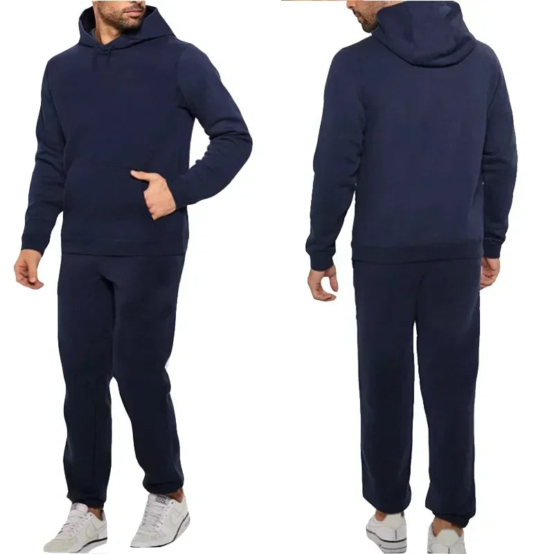 Basic Men/Women 2Pcs/Sets Sweatshirt Hoodies Pants 2024 Male Gyms Fitness Tops Joggers Sportswear Tracksuits