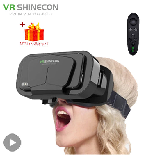 Shinecon VR Glasses 3D Headset Virtual Reality Devices Helmet Viar Lenses Goggle For Smartphone Cell Phone Smart With Controller