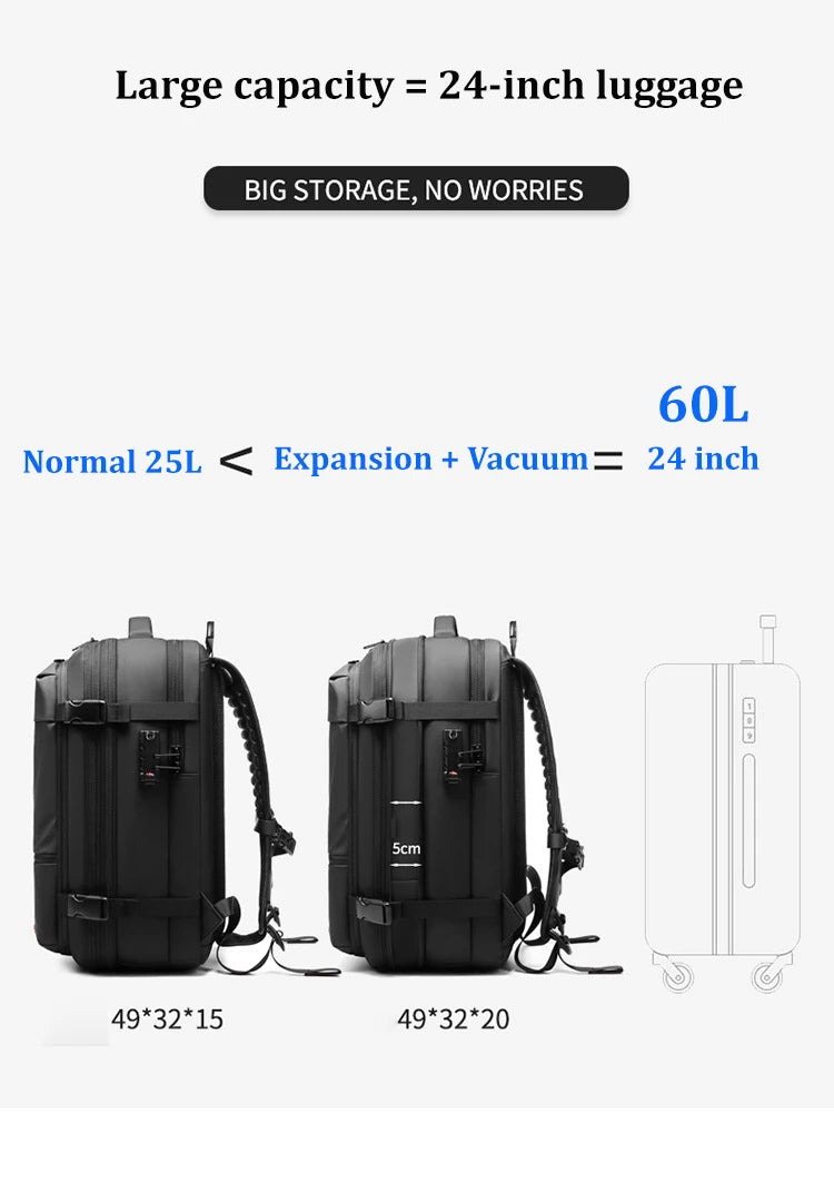 Travel Men 17 inch Laptop Backpack vacuum compression Backpack Business Large Capacity school Backpack expand outdoor backpack