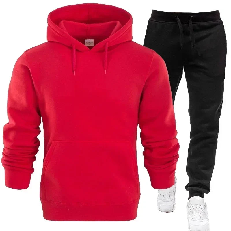 Basic Men/Women 2Pcs/Sets Sweatshirt Hoodies Pants 2024 Male Gyms Fitness Tops Joggers Sportswear Tracksuits