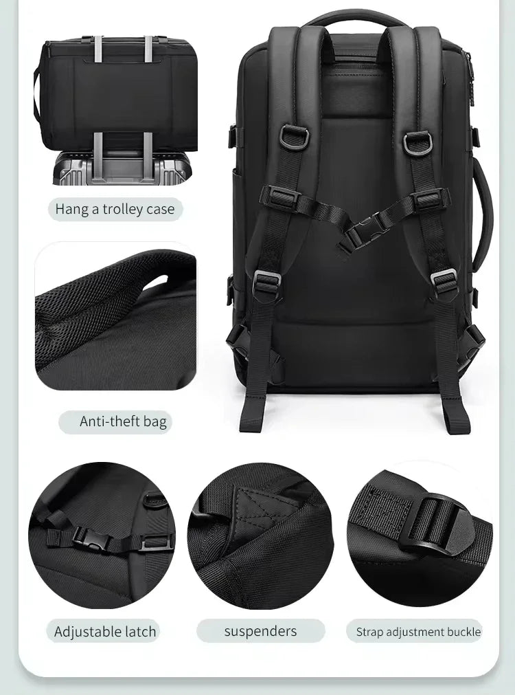 Expandable Airbag Backpack for Men 16 Inch Waterproof Laptop Business Bag Vacuum Compression Storage Travel Backpack Luggage Bag