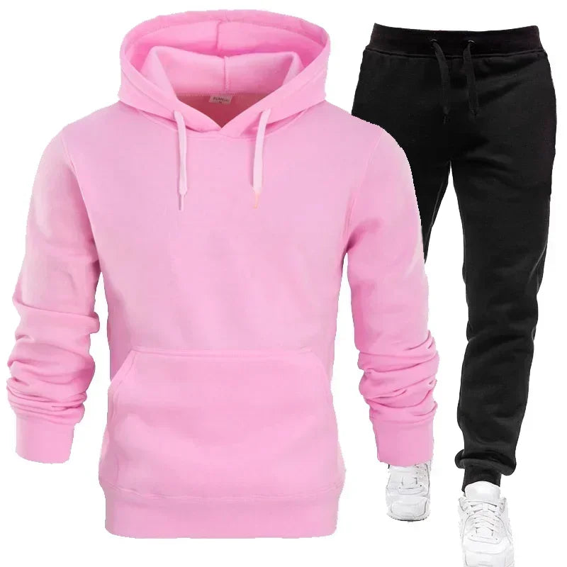 Basic Men/Women 2Pcs/Sets Sweatshirt Hoodies Pants 2024 Male Gyms Fitness Tops Joggers Sportswear Tracksuits